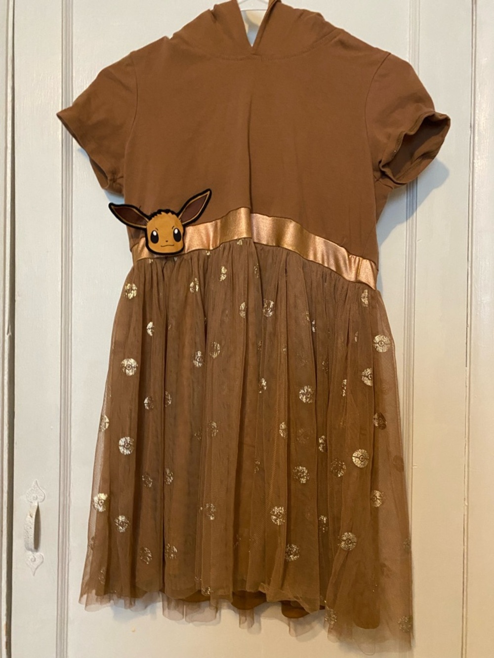 Eevee Brown Tulle Dress with Gold Accents